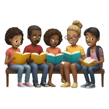 group of friends reading sticker