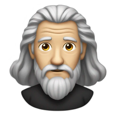 Wise old man with long hair and barbe looks like he knows a lot wearing a black shirt  sticker