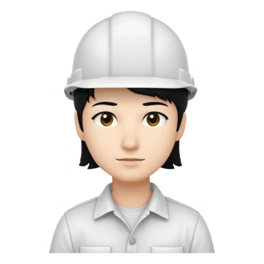 UN EMOJI DE ARQUITECTA, CON SU CASCO, SU COLOR DE OJOS NEGRO, CABELLO NEGRO, SIN LENTES, CASCO BLANCO, Y CAMISA BLANCA sticker