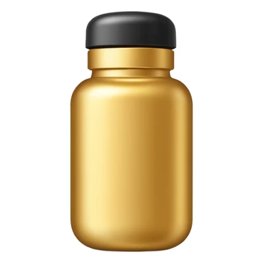 gold pill bottle and white sticker