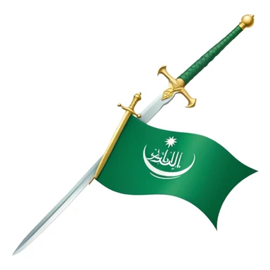 Saudi Arabian flag with green background and white Arabic script and sword sticker
