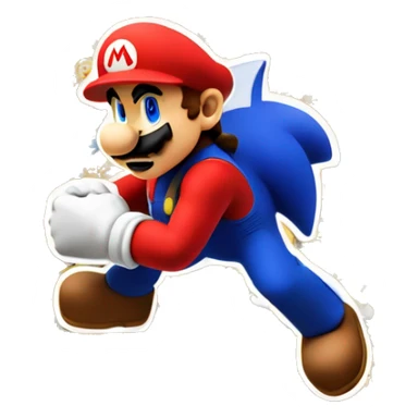 Super Mario fighting Sonic the hedgehog  sticker