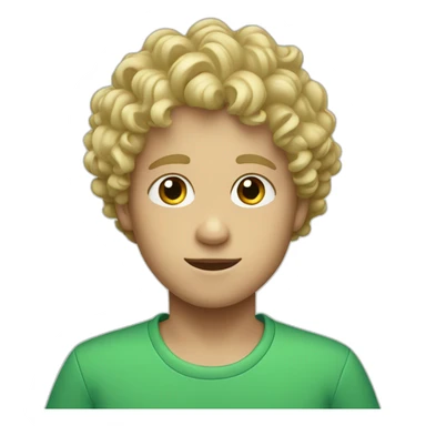 Blond curly  boy with green eys and blue shirt sticker