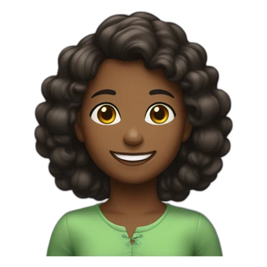 niña pelo negro osjso verdes con una gran sonrisa sticker