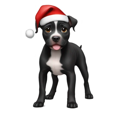 Black pitbull puppy with Santa hat  sticker