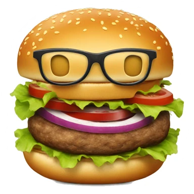 A burger with glasses and a smile  sticker