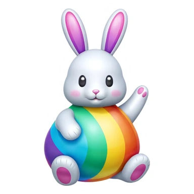 easter rainbow inflatable bouncy bunny sticker
