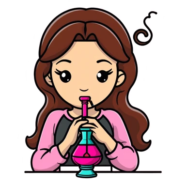 Ein braunhaariges Mädchen was eine Pinke Shisha raucht  sticker