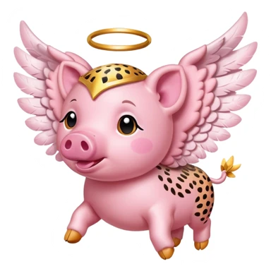 Cheetah print flying pig with angel wings sticker
