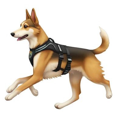  saluki German shepherd husky with tattoos and holographic harness running sticker