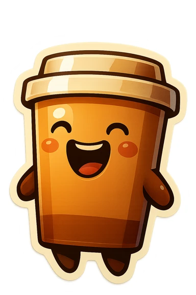 Tall coffee cup, laughing hard sticker