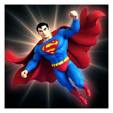 Add dramatic lightning effects in the background, keeping the style ultra-realistic, vibrant, and energetic, with no background behind Superman (transparent). sticker