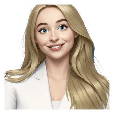 blonde girl smiling in blue sticker