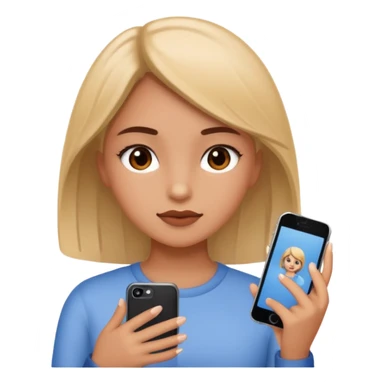 Girl using edit app sticker