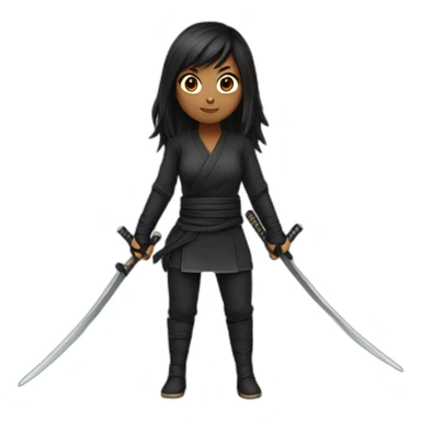 ninja girl black long hair sticker