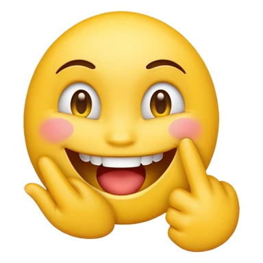 Yellow emoji flirting biting finger sticker