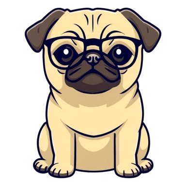 Pug wearing glasses sticker