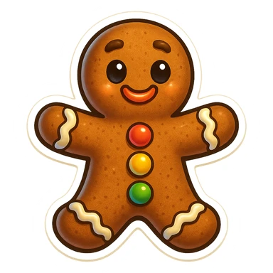 cute gingerbread man with candy buttons sticker