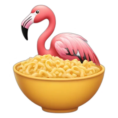 Flamingo with a bowl of macaroni and cheese sticker