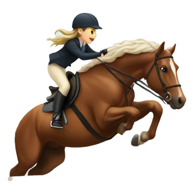 Girl and bay horse jumping sticker