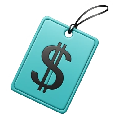 price tag emoji with $1, turquoise color sticker