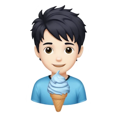 boy with black ice cream hair sticker