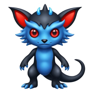 Black and Blue Venom-Stitch-Zekrom-Salandit-Sneasel-fusion, full body, with red eyes  sticker