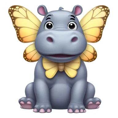 hippo with butterfly wings sticker