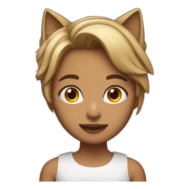 mujer pelo corto canoso y gato rayado sticker