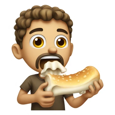 A very surprised man eating a bone sticker