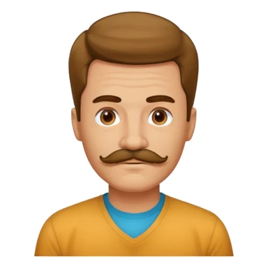 mustached man with hair till the neck and colored shirt sticker