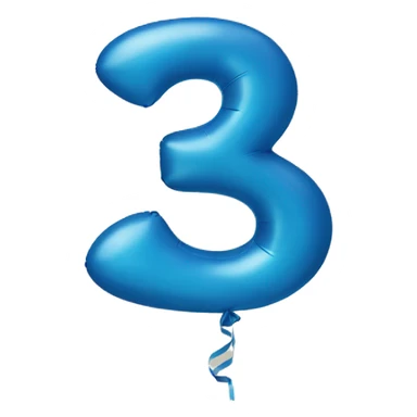 blue balloon shaped number 3 sticker