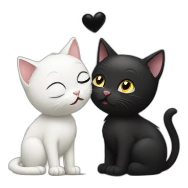 a black cat kissing a white cat sticker