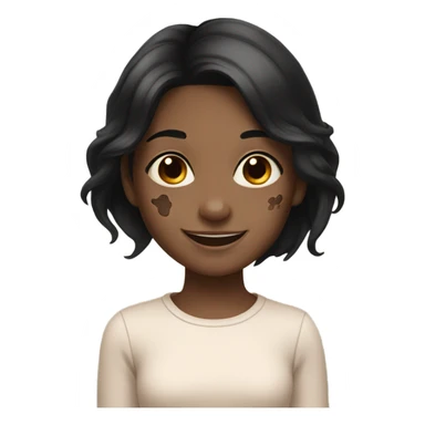 smiling girl with black hair and brown birthmark  sticker