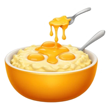 Scrambled eggs in a bowl with cheese on top sticker