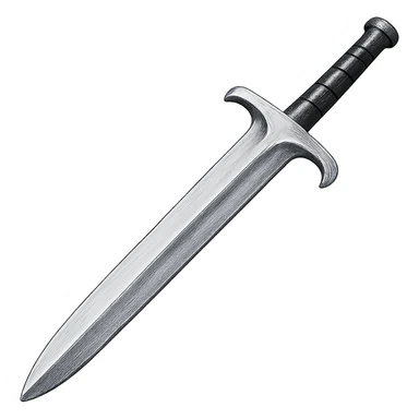 Recolor this iron 2h sword to steel: make it slightly lighter, crisp, and shiny, keep the same shape, realistic metallic steel, emoji style, transparent background. sticker