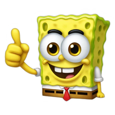 SpongeBob with red eyes giving the thumbs up sticker
