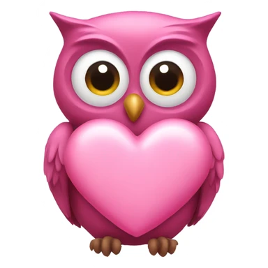 pink owl holding pink heart sticker