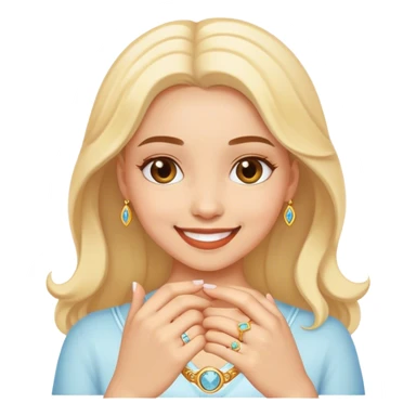 smiling girl with ring sticker