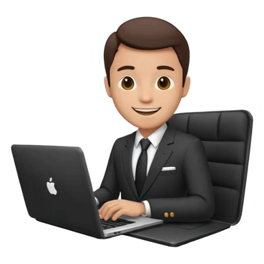 working laptop person suit happy sticker