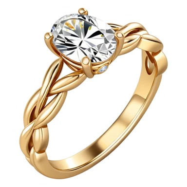 Engagement ring with oval diamond and gold multiple twists band sticker