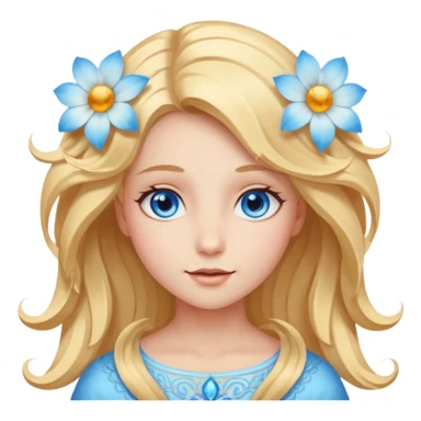 Chica abriéndosele el pelo como una flor, con cara de ángel radiante, ojos azules sticker