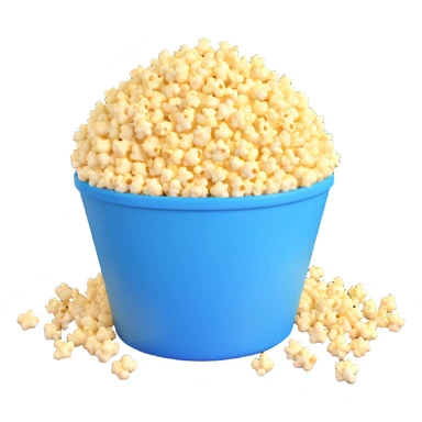 realistic popcorn overflowing from a container, 3D style sticker