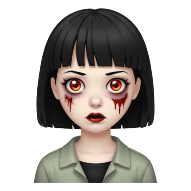 garota zumbi com os cabelos pretos com franja curta sticker