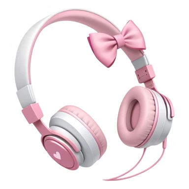 White aesthetic headphones with pink bow sticker