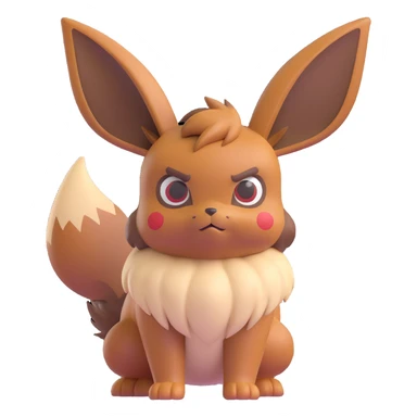 Eevee with a grumpy expression and an intimidating stance, Microsoft Windows 10 2019 emoji style sticker