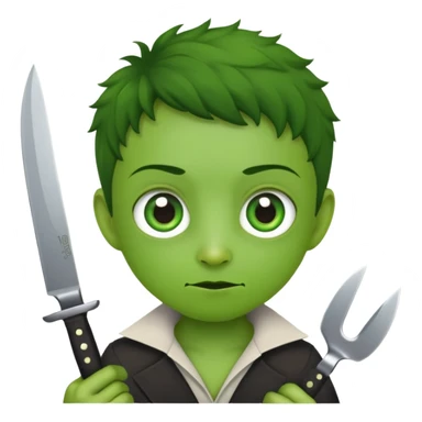 Duolingo holding a knife sticker