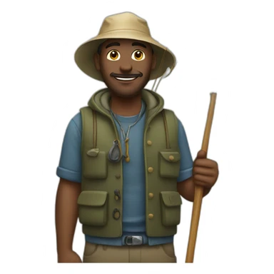 fisherman with a hook sticker