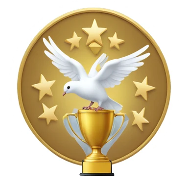 trophy with 3 doves flying out of the top sticker