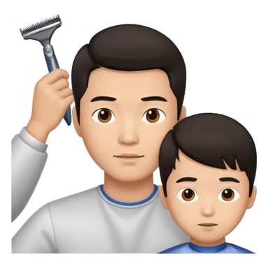 asian man having hair cut sticker